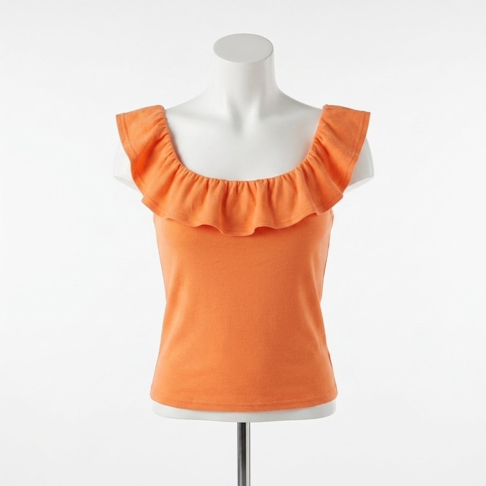 NEW SADIE & SAGE women's ruffle top in tangerine